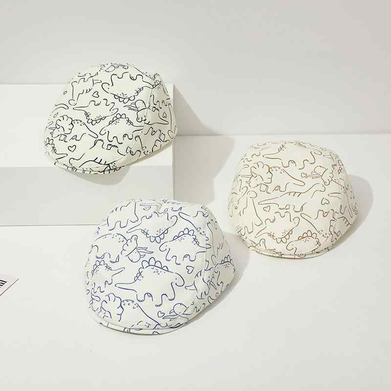 帽子 キッズ 子供用 春秋 キャップ かわいい 恐竜 刺繍 日よけ 野球帽 風 ベレー帽 ブラウン ブルー グレー ブラック
