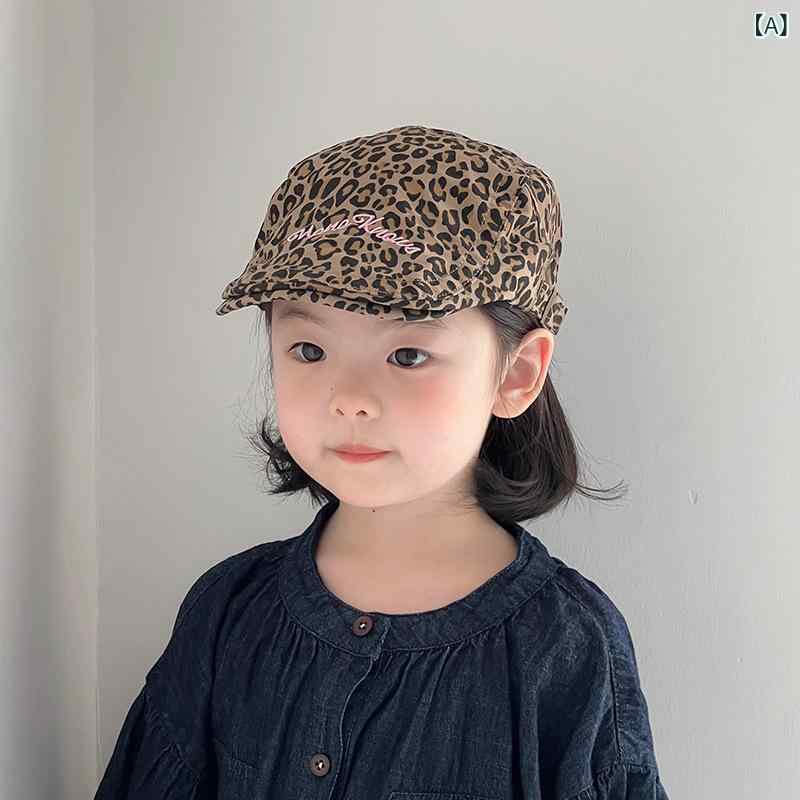 帽子 子供 春 秋 ヒョウ柄 ベレー帽 ベビー 男の子 女の子 かわいい 潮 酷 短つば 日よけ 紫外線対策 通気性