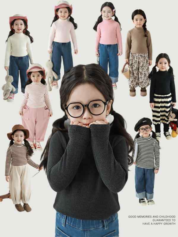 Tシャツ 女児 キッズ ハーフハイネック ボーダー トップス 長袖 カットソー 子供服...