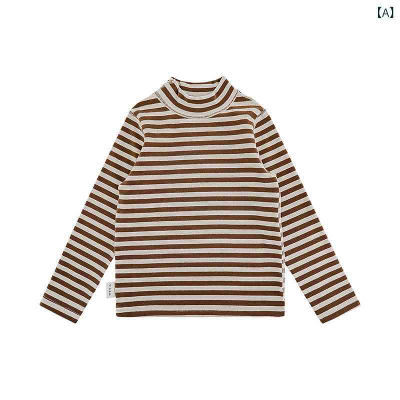 Tシャツ 女児 キッズ ハーフハイネック ボーダー トップス 長袖 カットソー 子供服...