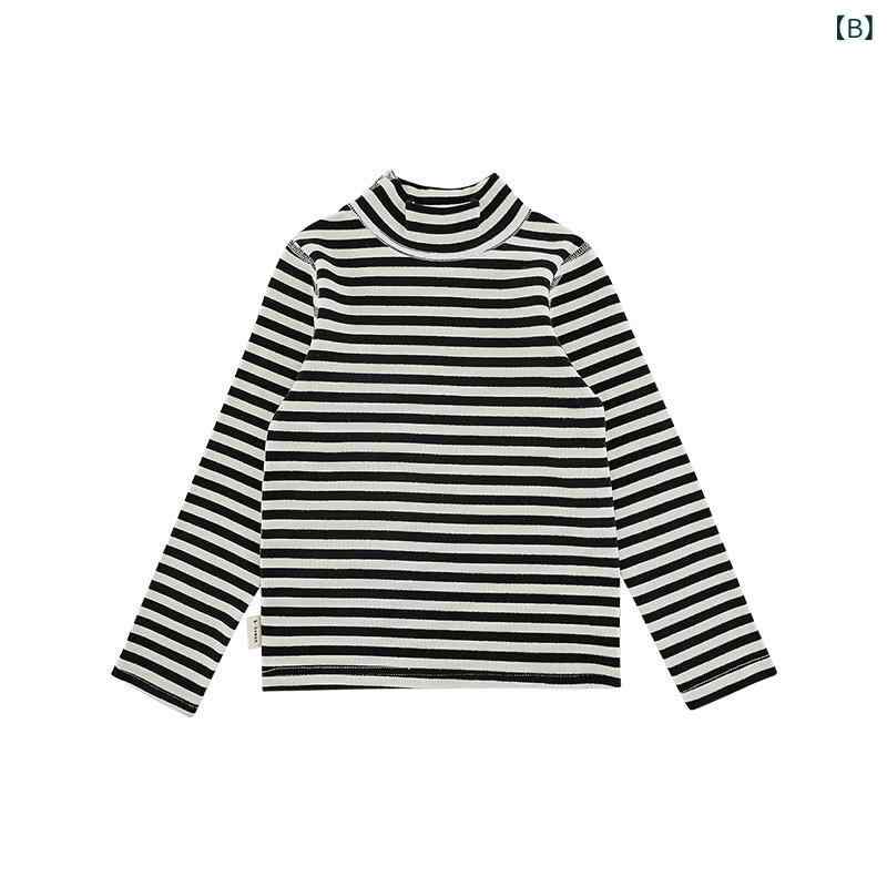 Tシャツ 女児 キッズ ハーフハイネック ボーダー トップス 長袖 カットソー 子供服...