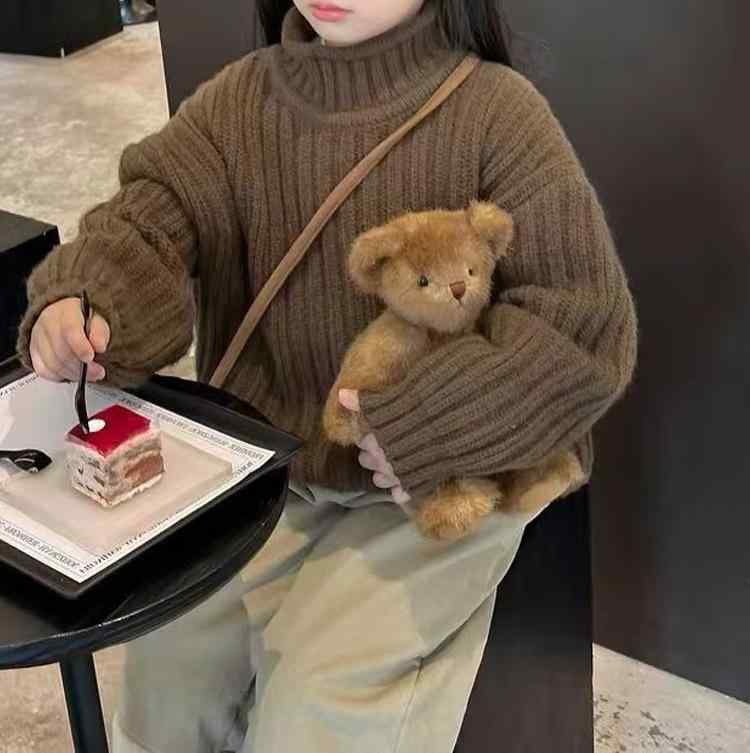 ニット セーター 子供服 女の子 秋冬 厚手 高リブ タートルネック トップス カット...