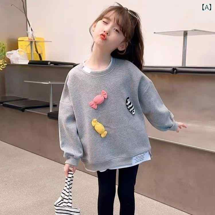 Other - 子供服 女の子 長袖 トレーナー 春秋 トップス かわいい ガールズ ベビー 綿100% スウェット プルオーバー 普段着 通園 通学 グレー系