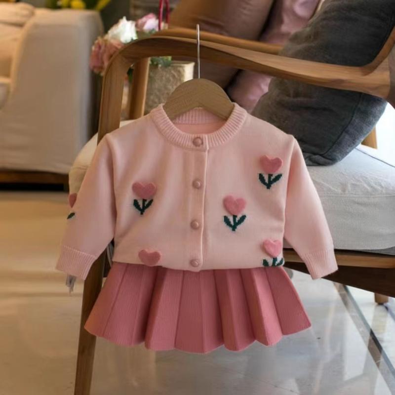 ニットワンピース ガールズ 子供服 ニットカーディガン セットアップ 女の子 かわ...