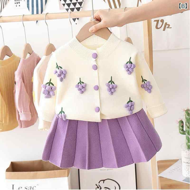 子供服ニット セットアップ 女の子 春秋 アンサンブル 韓国風 ニット セーター ス...