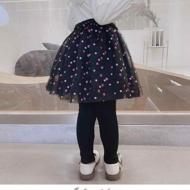 Rakuten - 子供服 女の子 スカート付きパンツ 春秋 プリンセス かわいい レース チュール 90cm 100cm 110cm 120cm 130cm ピンク系 グレー ブラック コットン