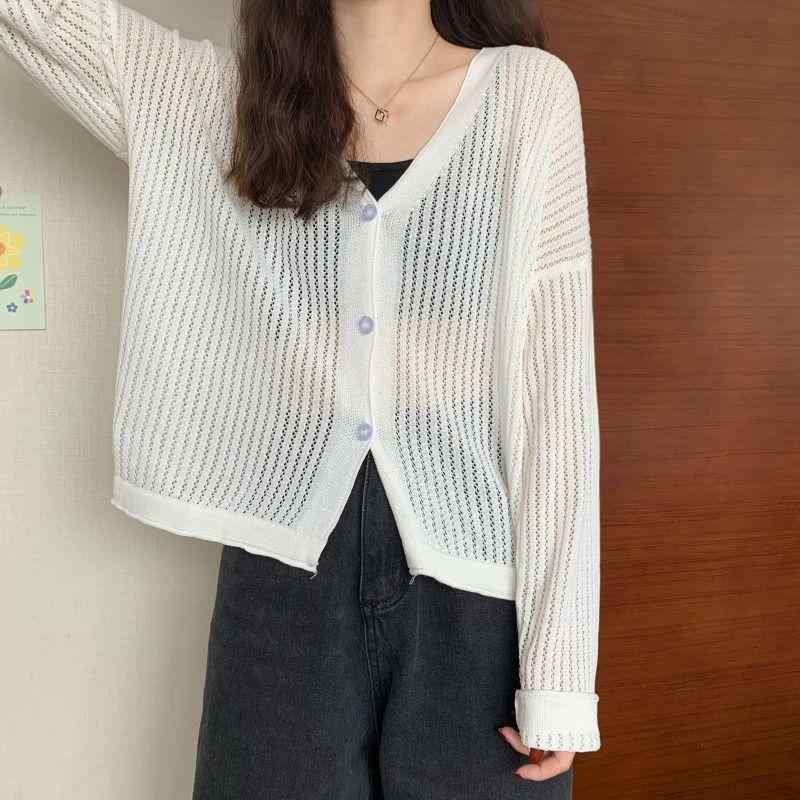 カーディガン 薄手 レディース ニット トップス 春夏 接触冷感 長袖 ポロ襟 ゆったり 紫外線対策 日焼け防止 冷房対策 羽織り ブラック ホワイト ピンク ブルー イエロー パープル オレンジ