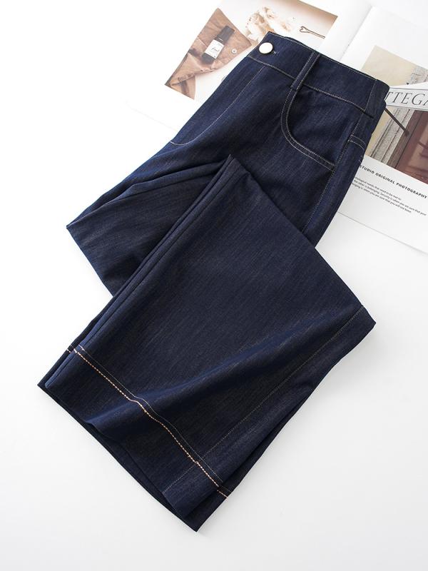 Long-Trousers, Trousers - デニム レディース ワイドパンツ 春夏 高見え 高身長 接触冷感 ゆったり ストレート ブルー デニムパンツ ジーンズ ジーパン Gパン ボトムス カジュアル きれいめ 通勤