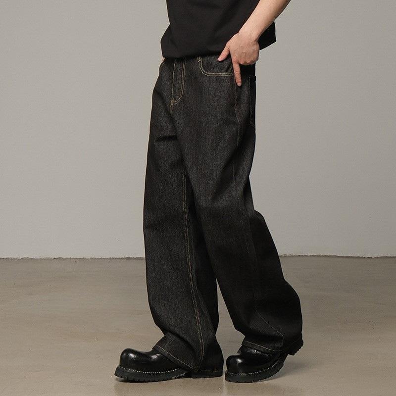 Long-Trousers, Trousers - デニム メンズ 男性用 ジーンズ ジーパン ストレート ゆったり ブラック ブルー 春