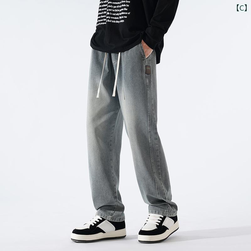 デニム メンズ ジーンズ ストレート レトロ ロングパンツ ジーパン ズボン ジーパ...