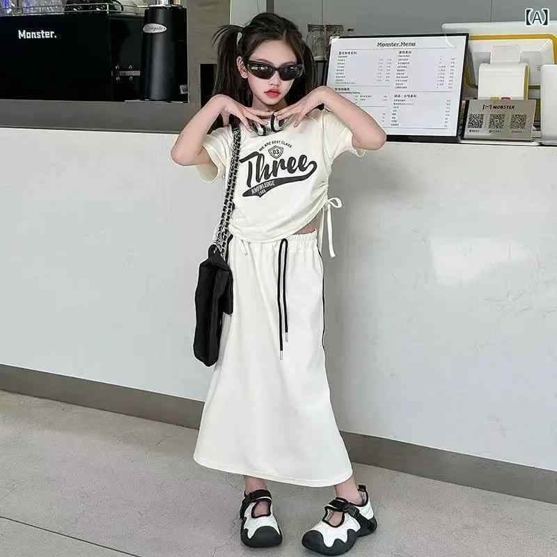 キッズ セットアップ 半袖 スカート 夏服 子供服 女の子 カジュアル 2点セット 薄...
