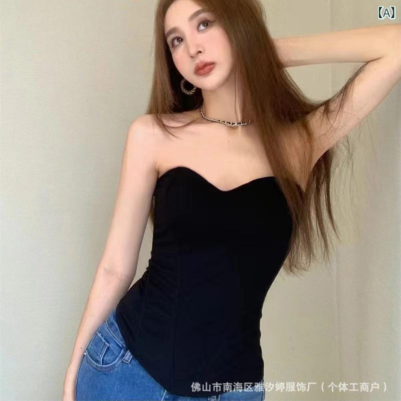 乐天商城 - タンクトップ レディース チューブトップ ブラトップ インナー コルセット シェイプウェア ウエストニッパー ビスチェ 無地 黒 白 赤 補正下着 スタイルアップ くびれ 細見え 高見え