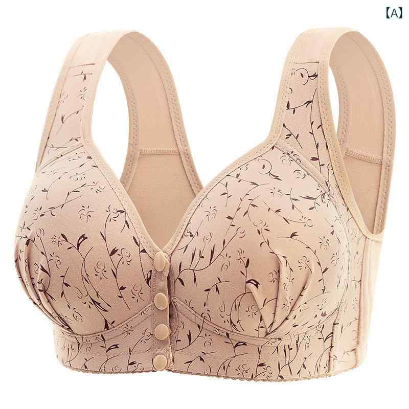 ブラジャー レディース ミセス ノンワイヤー 薄手 肩紐調整可能 全面カップ 前開き...