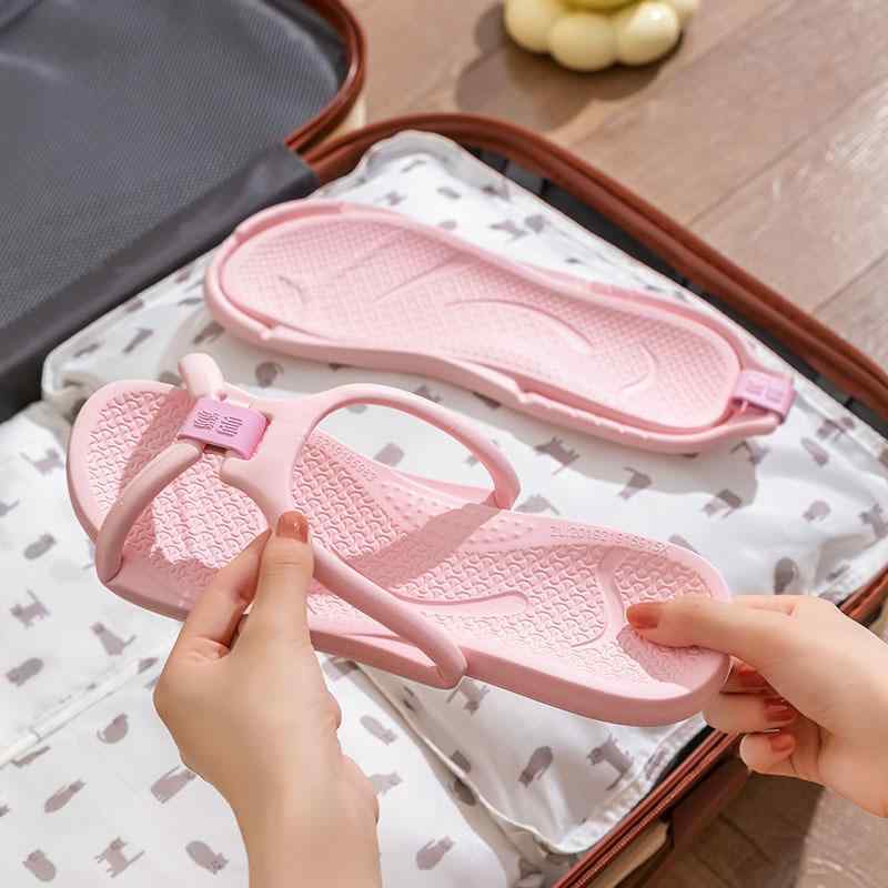 サンダル レディース メンズ ビーチサンダル 旅行用 携帯スリッパ 折りたたみ式 バススリッパ シャワーサンダル 滑り止め EVA 通気性 厚底 春夏 秋冬 ブラック ホワイト ベージュ ピンク グリーン