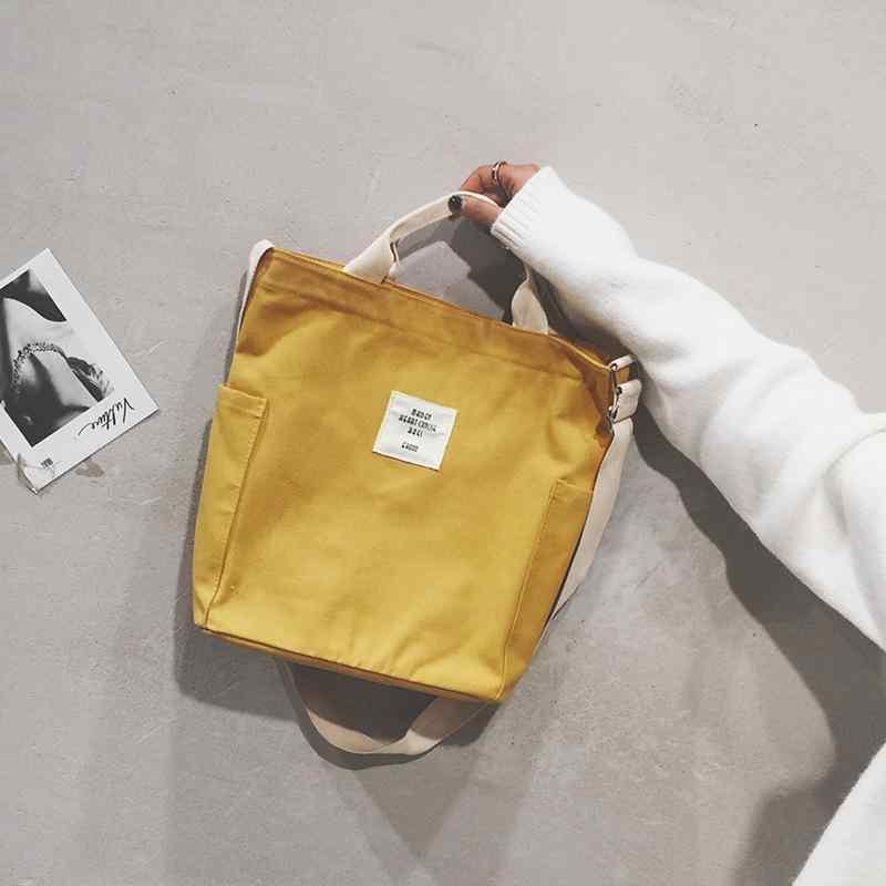 トートバッグ 女性用 帆布 キャンバス 肩掛け 手提げ 森ガール ナチュラル 森系 小清新 シンプル 学生向け ショッピング 日常使い 街頭潮流 縦型 方形 大きめ ソフト コットン内張り ジッパー開閉 シングルストラップ ステッチ コントラスト 切り替