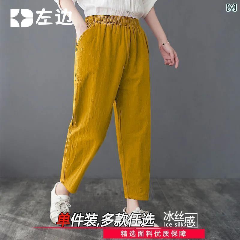 ・スタイル: 灯笼裤・パンツ形状: 阔腿・パンツ丈: 七分丈・ウエスト位置: 中腰・厚み: 薄手・カラー展開: 姜黄、卡棕、宝藍、桔红、咖绿、灰色、黒色・サイズ展開: M(推奨40-50kg)、L(推奨50-60kg)、XL(推奨60-70kg)、2XL(推奨70-80kg)、3XL(推奨80-90kg)・主素材: ポリエステル95%以上・伸縮性: 微弾・カテゴリ: 休闲裤
