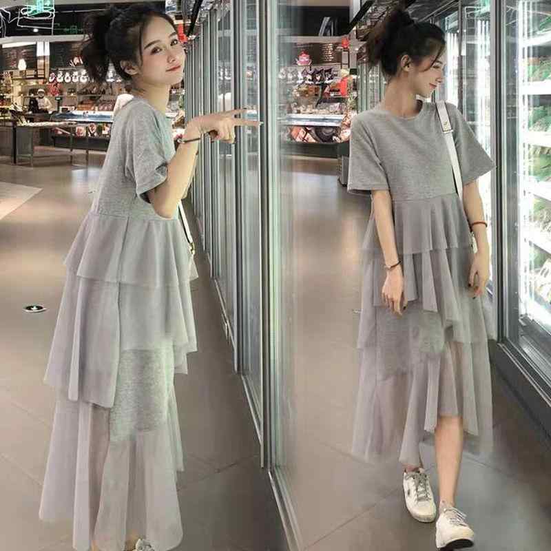 マタニティ ワンピース レディース ロング丈 ミモレ丈 春夏 韓国ファッション おしゃれ ゆったり 妊婦服 産前 産後 カジュアル 体型カバー ふんわり Aライン