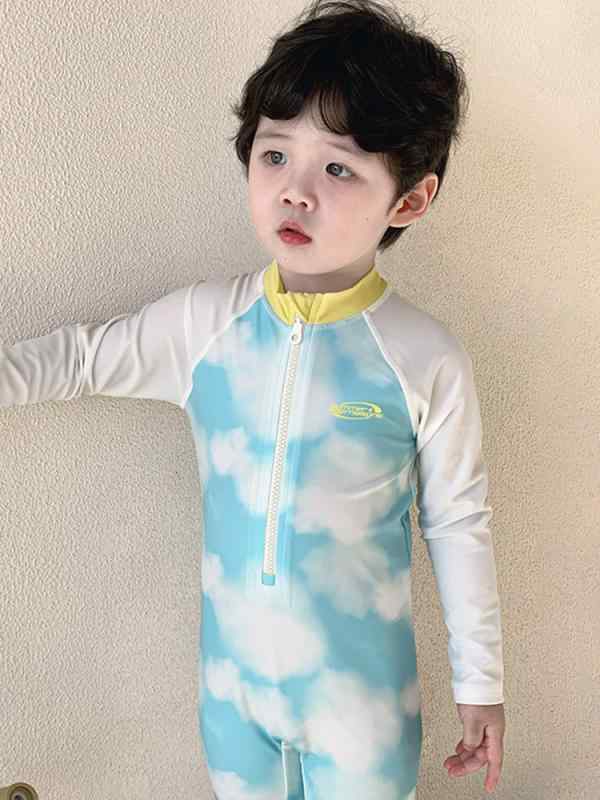 Rash Guards - 水着 キッズ 男の子 長袖 連体 競泳水着 UVカット 日焼け防止 速乾 幼稚園 小学生 練習用 海水浴 プール