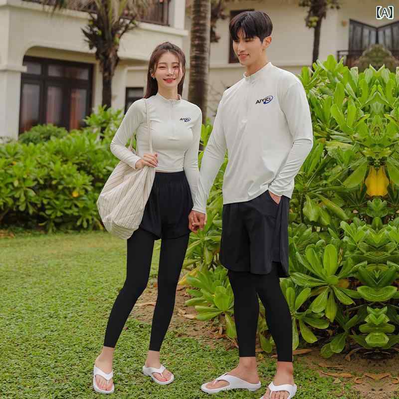 Rash Guards - 水着 レディース 長袖 セパレート 男性用 ラッシュガード ロングパンツ セットアップ UVカット 速乾 サーフィン ダイビング ウェットスーツ 海水浴