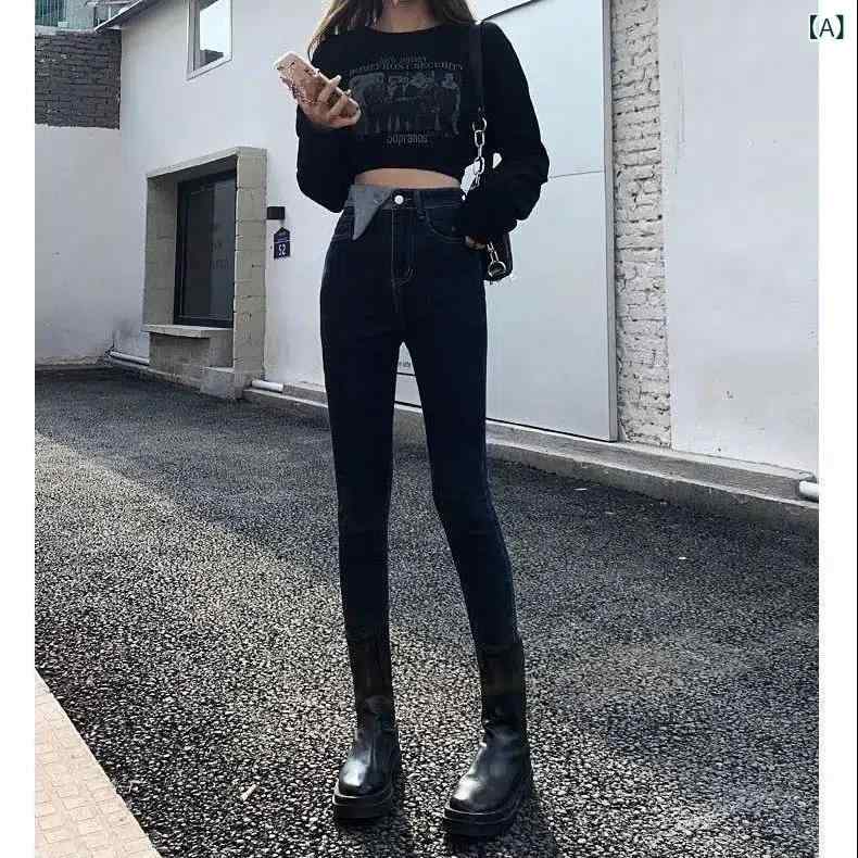 デニムパンツ レディース スキニー ジーンズ スリム ストレッチ ジーパン 美脚 細見え 黒 ハイウエスト ボトムス 春 秋 カジュアル 伸縮性 普段使い 通勤 通学 デイリー 定番 おしゃれ シンプル ベーシック ロングパンツ e-myshop-11056796 イーマイショップ サンプル画像2