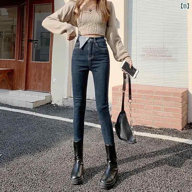 デニムパンツ レディース スキニー ジーンズ スリム ストレッチ ジーパン 美脚 細見え 黒 ハイウエスト ボトムス 春 秋 カジュアル 伸縮性 普段使い 通勤 通学 デイリー 定番 おしゃれ シンプル ベーシック ロングパンツ e-myshop-11056796 イーマイショップ サンプル画像3