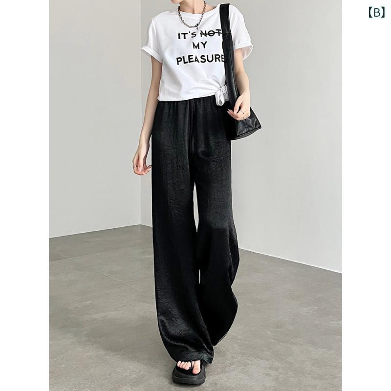 パンツ レディース 春夏 ワイドパンツ ストレート 接触冷感 高腰 ハイウエスト 涼しい 伸縮性 美脚 体型カバー カジュアル 普段使い 通勤用 高級感 e-myshop-11103956 イーマイショップ サンプル画像3