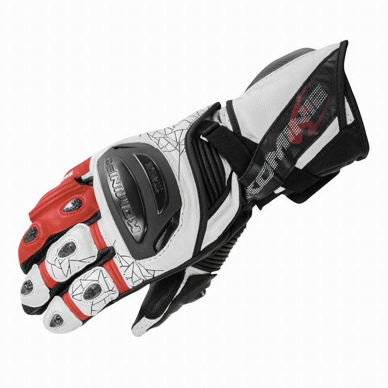 コミネ(KOMINE)GK-235 T RACING GLV WHT/レッド M｜ホワイト/レッド/M