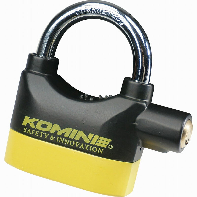 コミネ(KOMINE)LK-120 ALARM PADLOCK B/YEL F｜ブラック/イエロー/フリー