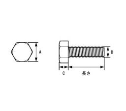 キタコ(KITACO) (K-CON) 六角ボルト M10XP1.5X20mm/1ヶ　　サイズ=A:17 B:10 C:7(0900-101-00102)