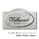 ステンレス銘板 レーザーサイン H360×W600×D20mm 化粧ビス止め 商業サイン 館銘板 事務所の表札 おしゃれな看板 集合住宅 会社銘板 店舗看板 マンション名看板 LS10