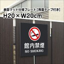 館内禁煙 NO SMOKING プレート 看板H20×W20cm シルバーアルミ複合板 /屋外対応 お洒落 黒 看板 bla20-17-r