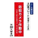 【両面テープ付き】 防犯カメラ作動中 24H SECURITY SYSTEM (赤地)/H30×W8cm プレート 看板プレート 商品番号:ATT-002t-r