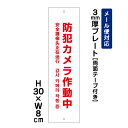 【両面テープ付き】 防犯カメラ作動中 24H SECURITY SYSTEM 外国語表記 (赤文字) /H30×W8cm プレート 看板プレート 商品番号:ATT-004t-r