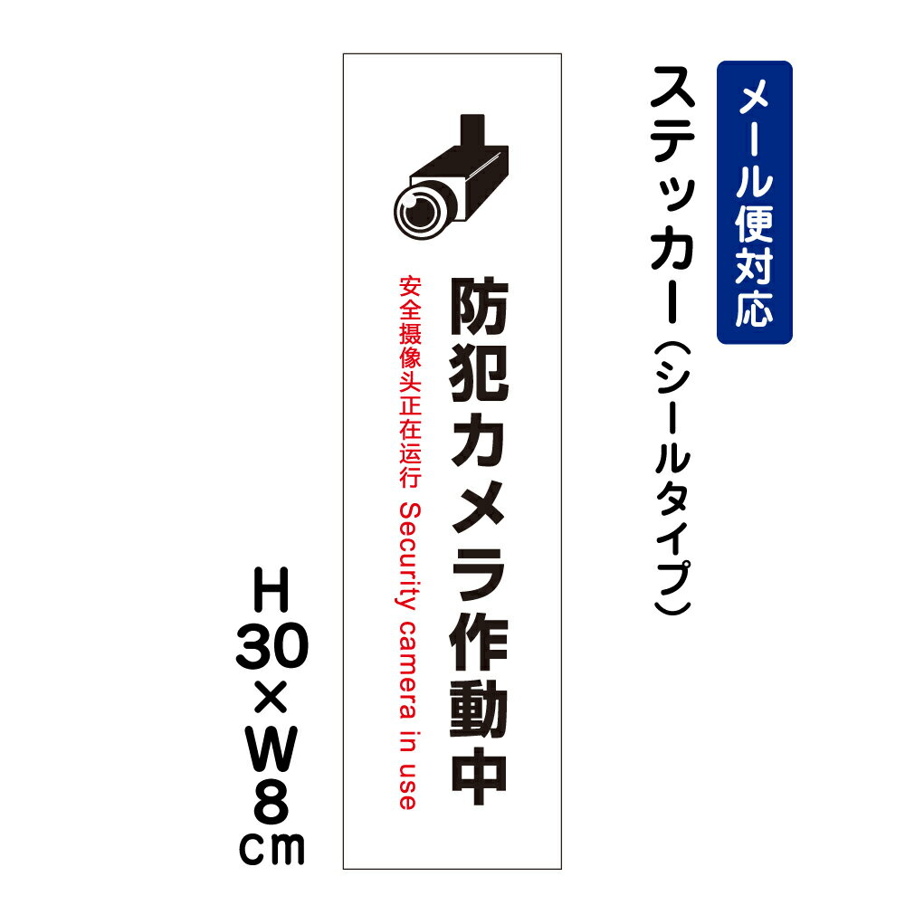 防犯カメラ作動中 24H Security camera in use ピクト表示 /H30×W8cm 防犯ステッカー ステッカー 看板ステッカー　商品番号：ATT-006stt