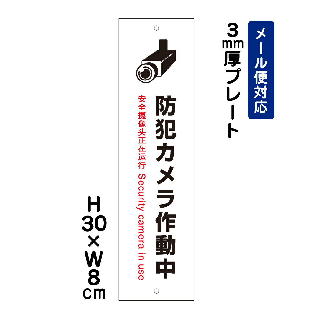 防犯カメラ作動中 24H Security camera in use ピクト表示 /H30×W8cm プレート 看板プレート　商品番号：ATT-006t