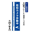 【両面テープ付き】 防犯カメラ作動中 24H SECURITY SYSTEM (青地)/H30×W8cm プレート 看板プレート 商品番号:ATT-008t-r