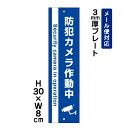 防犯カメラ作動中 24H SECURITY SYSTEM (青地)/H30×W8cm プレート 看板プレート 商品番号:ATT-008t