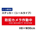 防犯カメラ作動中 24H SECURITY SYSTEM (赤地)/H8×W30cm 防犯ステッカー ステッカー 看板ステッカー 商品番号:ATT-002sty