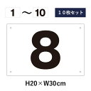 【10枚セット】駐車場 番号札 1〜10セット 番号プレート H20×W30cm 駐車場 看板 プレート ナンバープレート cn-102-10set
