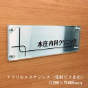 楽天看板ならいいネットサインステンレス銘板×ガラス調アクリル プレート H200×W600 化粧ビス止め ステンレス アクリル 表札 看板 プレート 銘板 おしゃれ 高級感 商業サイン 館銘板 事務所の表札 おしゃれな看板 集合住宅 会社銘板 店舗看板 事務所サイン アクリル銘板 マンション名看板 km-rf-26