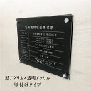 宅地建物取引業者票【透明アクリル×黒アクリル】 H35×W45cm / 宅建 業者票 宅建表札 宅建看板 不動産 許可書 事務所 法定看板 看板 金看板 tk-acryl01b