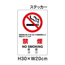 ▼ 禁煙 JIS規格安全標識 2018年改正版 H30×W20cm / 標識 ステッカー シール un-803-132a