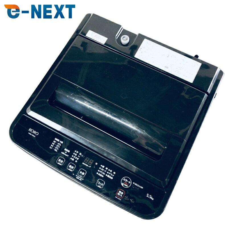 Rakuten - 【中古】 【楽天スーパーSALE 6/3-11☆10%OFF】 【自社配送エリア内限定】 RORO 洗濯機 2024年製 全自動洗濯機 5.5kg ブラック 送風 乾燥機能付き YWM-T55LK 一人暮らし 縦型 送料無料 設置無料 地域限定 埼玉 東京 千葉 神奈川 RANK_B