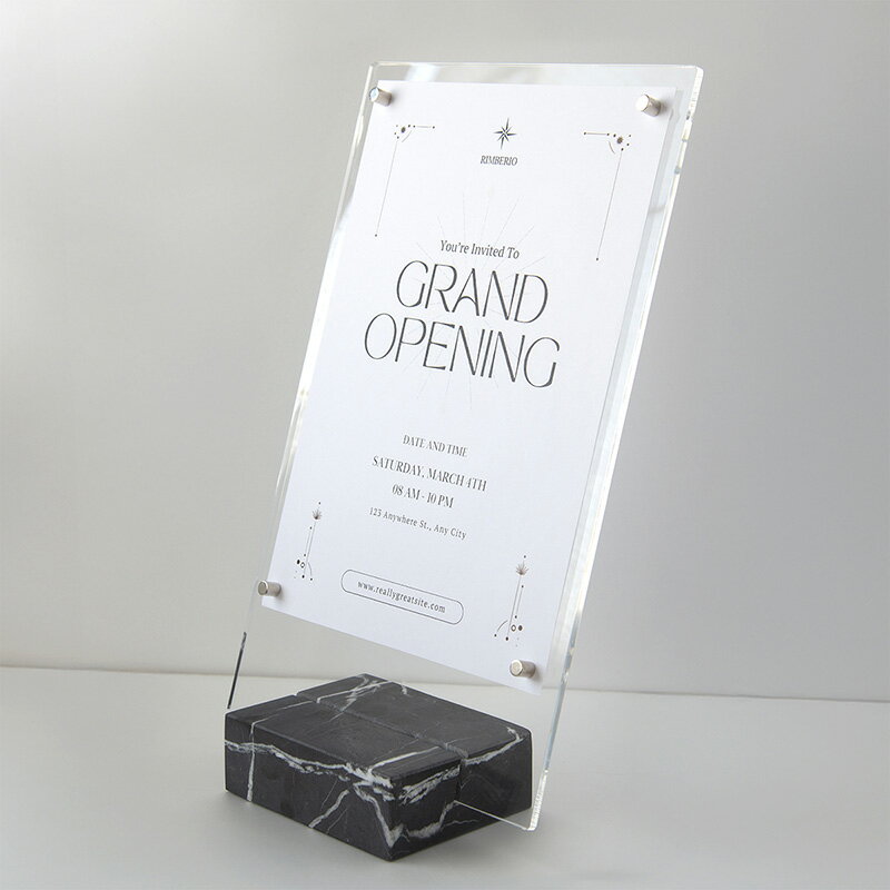 Natura Fixtures（ナチュラフィクスチャーズ） 石製サインホルダー 角型 A4 天然大理石 SB-211メニュー..