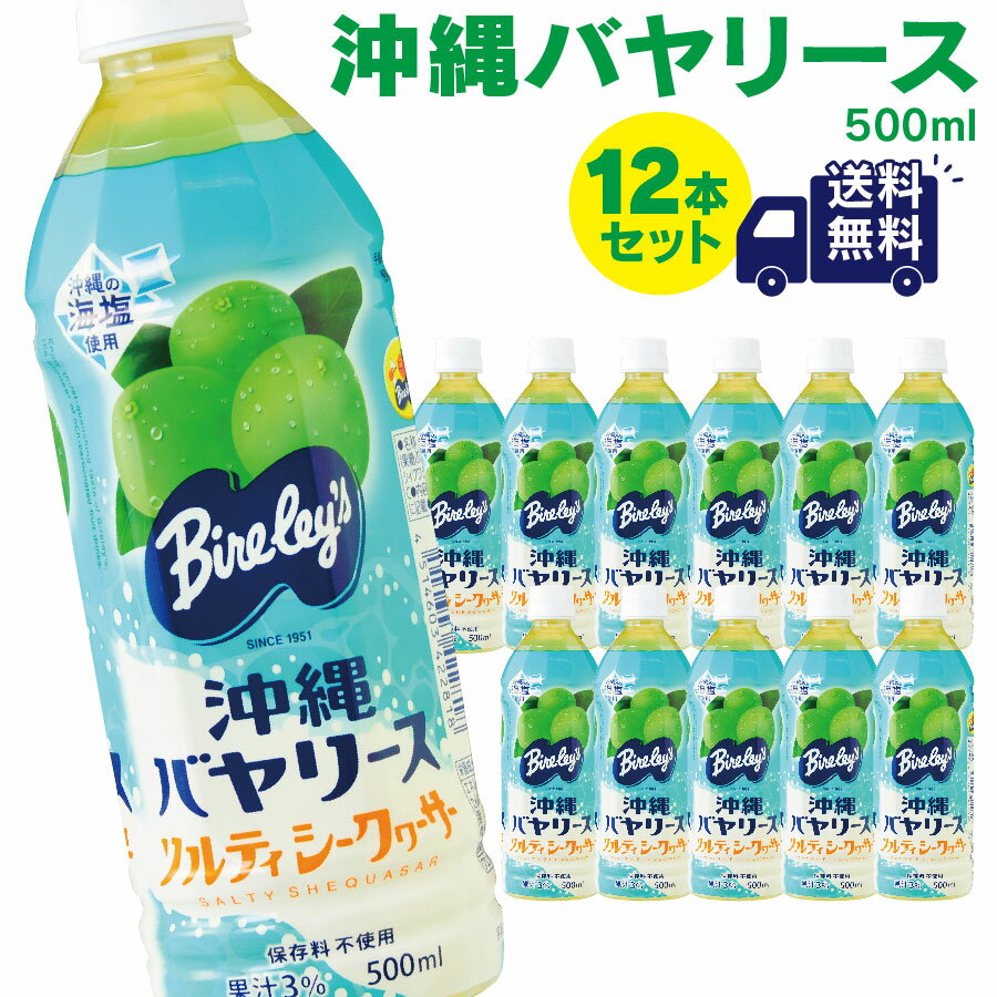 沖縄バヤリース ソルティシークワーサー 500ml×12本 果汁3％ フルーツ ドリンク ジュース お土産 ペットボトル 沖縄限定 送料無料 熱中症 クエン酸