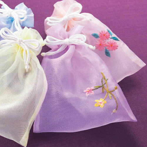 刺しゅうシースルー巾着