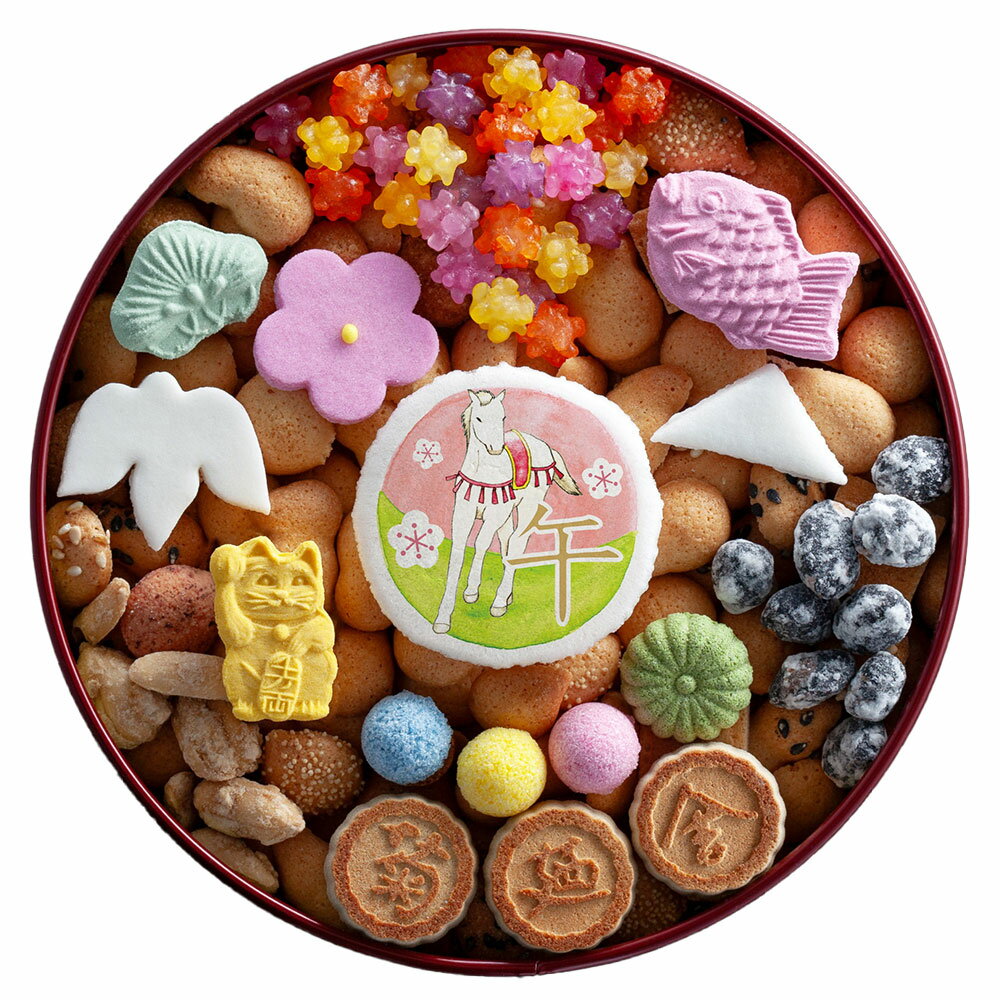 【冬季限定】銀座菊廼舎 冨貴寄 開運干支缶「午」 2026年 午年 馬 うま【東京 お土産】|ふきよせ お取り寄せ おもたせ 手土産 ギフト お菓子 きくのや スイーツ お取り寄せグルメ