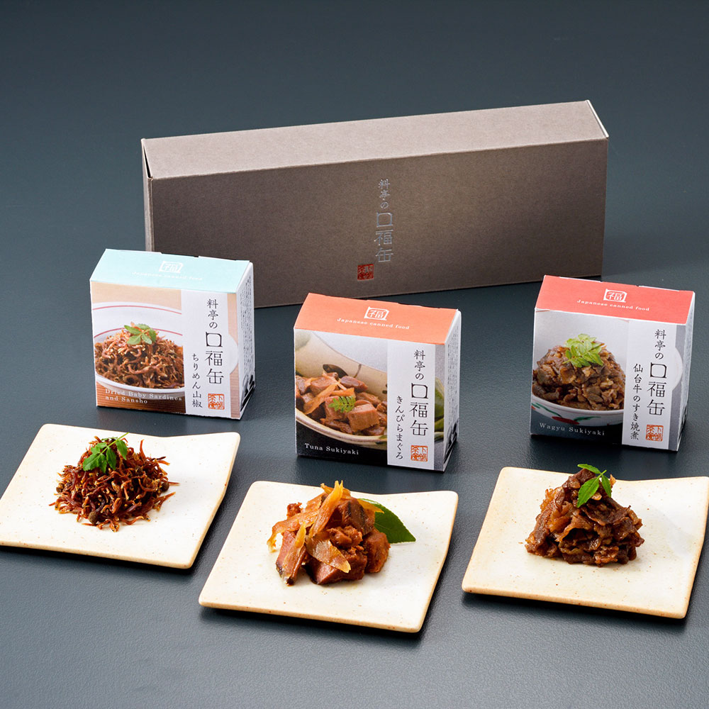 京都下鴨茶寮 料亭の口福缶 ギフト 3缶セット(ちりめん山椒・きんぴらまぐろ・仙台牛のすき焼煮)【京都 お土産】|京都 お取り寄せ 缶詰 グルメ 手土産 お歳暮 お中元 おくりもの
