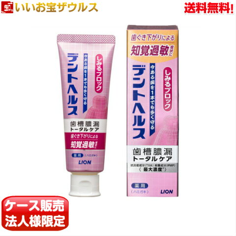 [ケース販売]デントヘルス薬用ハミガキ しみるブロック　85g×60個 LION(ライオン)歯ぐき下がりによる知覚過敏症状に！　ハーブティーミント[メーカー段ボール・法人限定・まとめ買い]送料無料(一部地域除く)