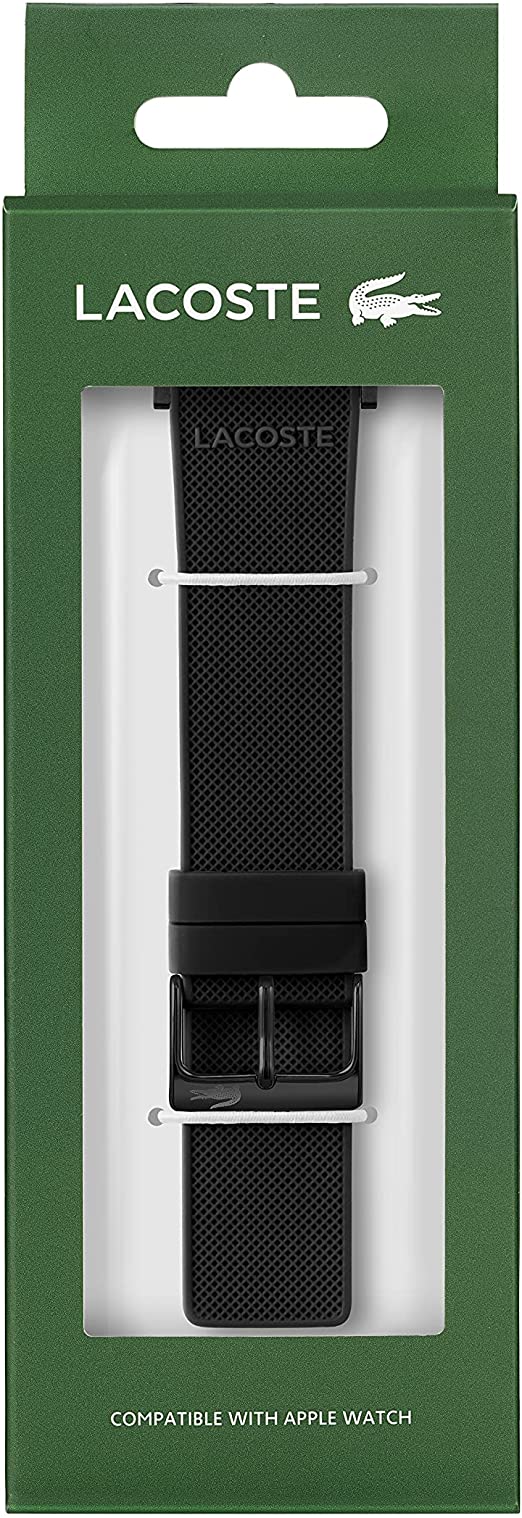 LACOSTE★ロゴ入り アップルウォッチ ラバー 交換バンド 42mm 44mm ブラック 2050009 Apple Watch